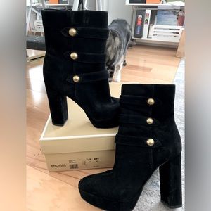 Michael Michael Kors black suede platform boot